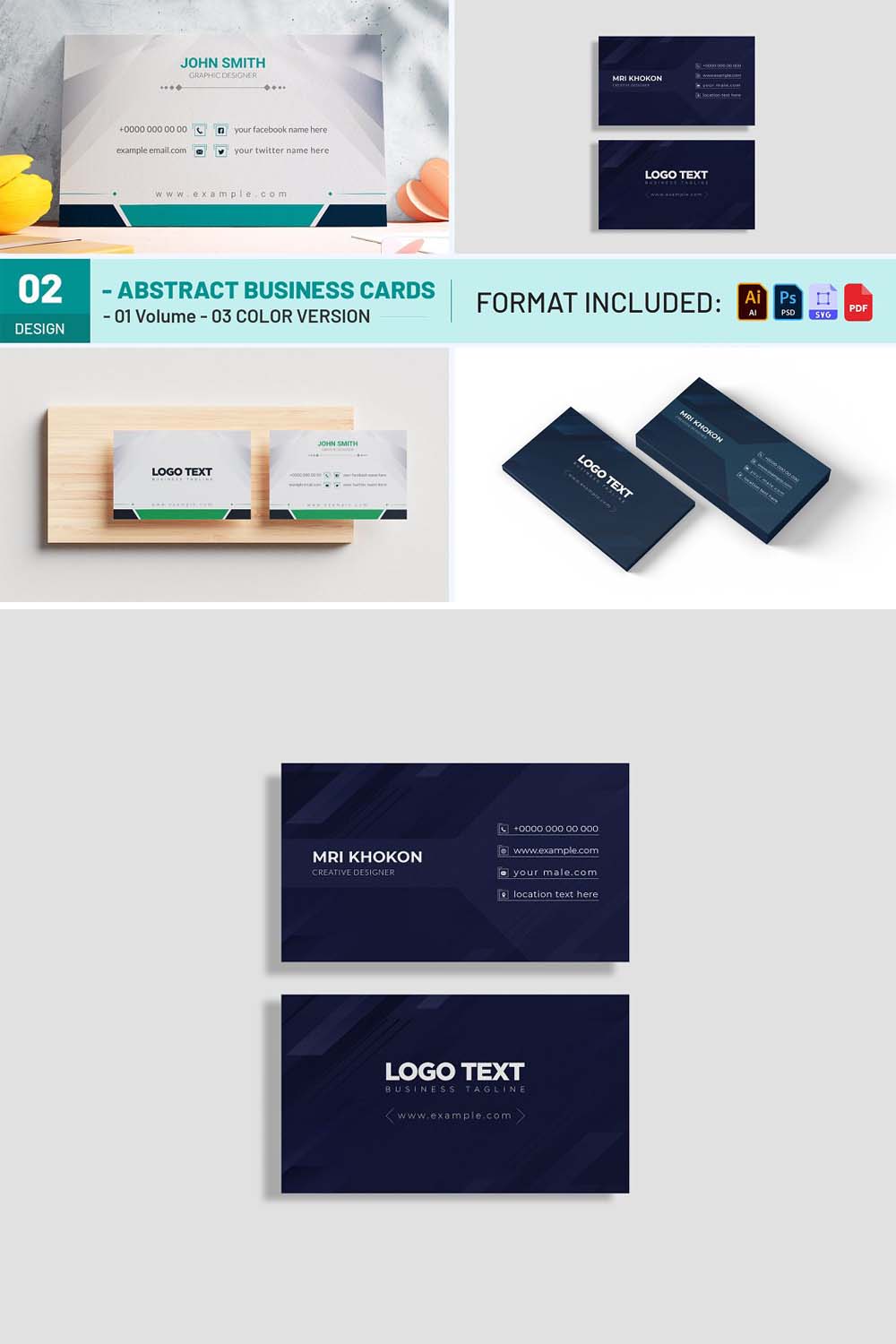 Abstract Business Cards pinterest preview image.