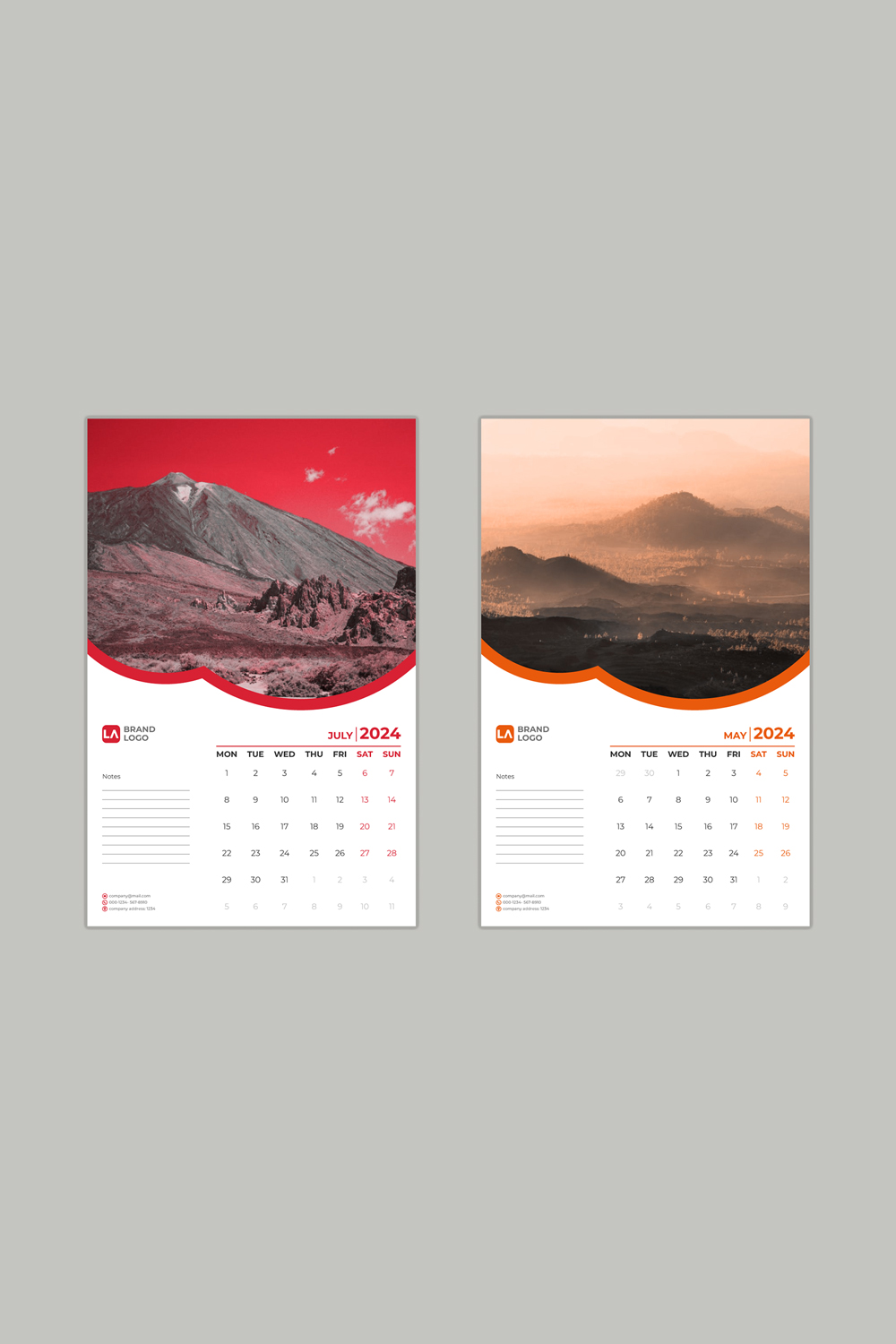 Company Wall Calendar Template pinterest preview image.