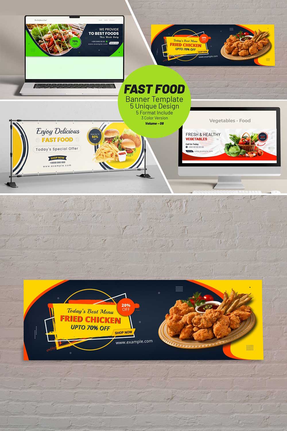 Fast Food Banner Template pinterest preview image.