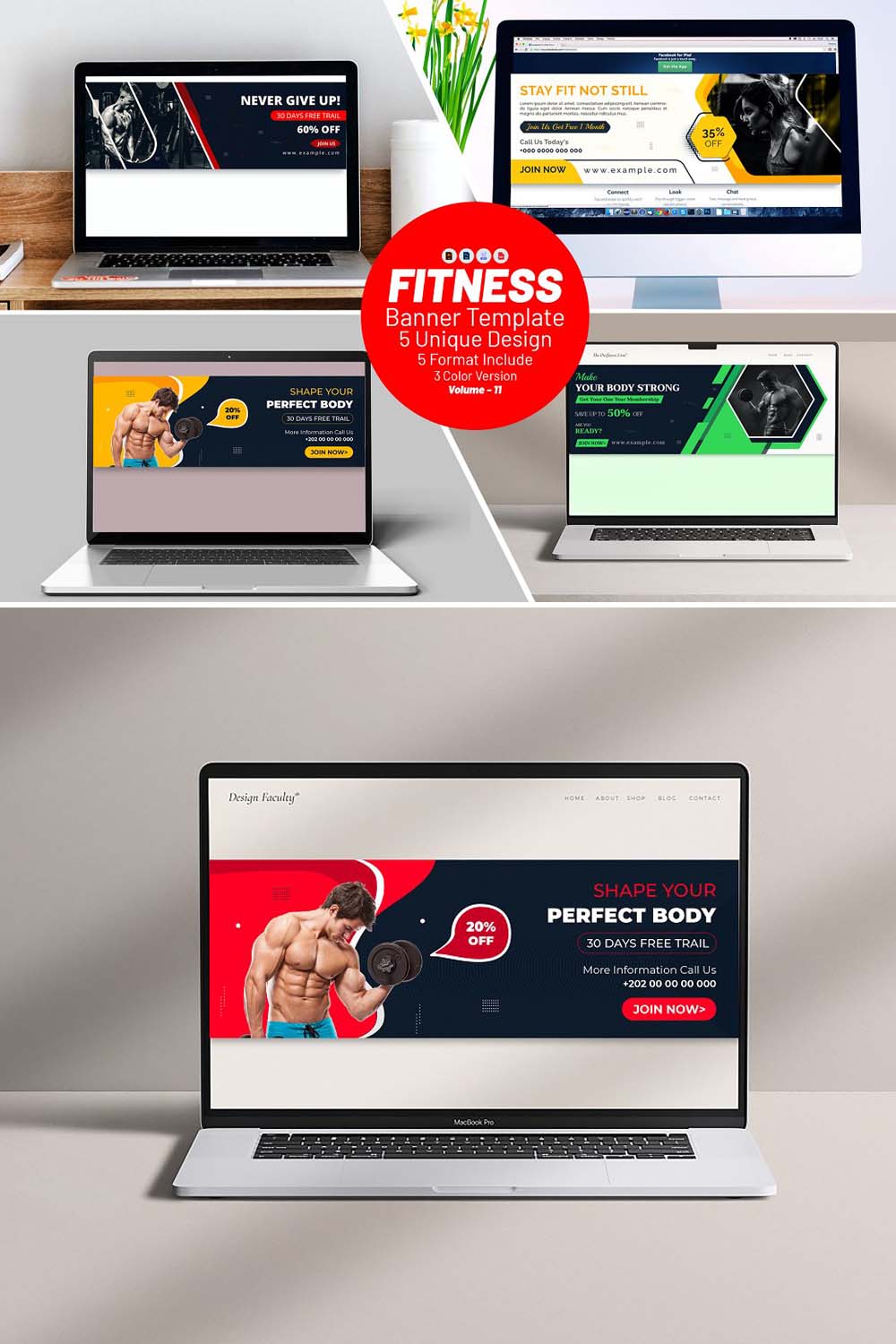 Creative Gym & Fitness Banner pinterest preview image.