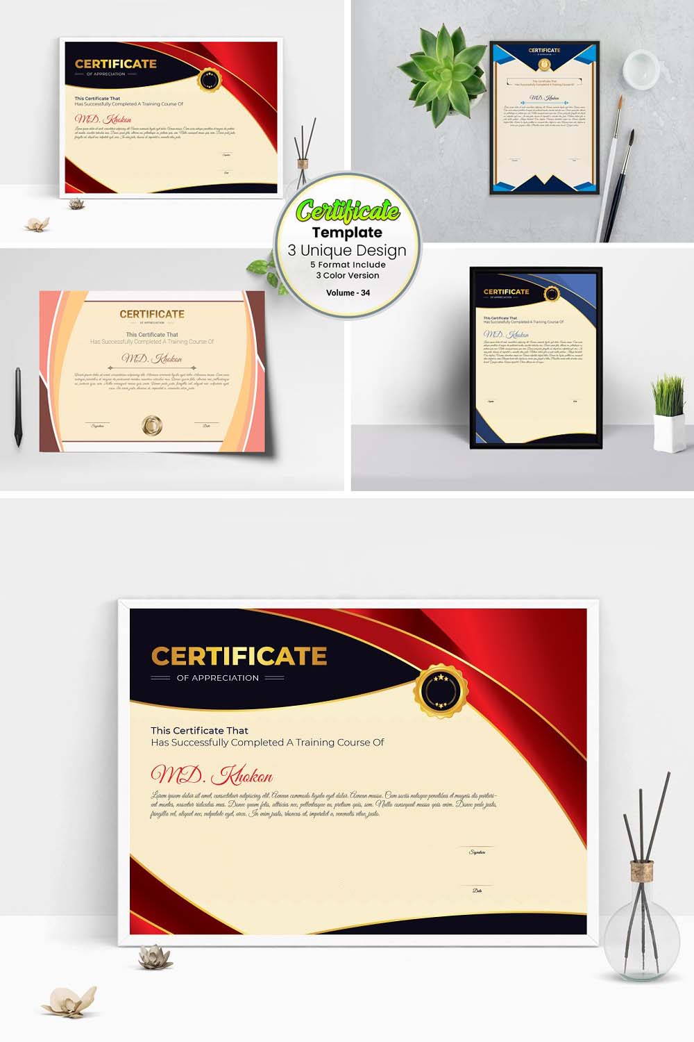 Creative Certificate Of Appreciation V-34 pinterest preview image.