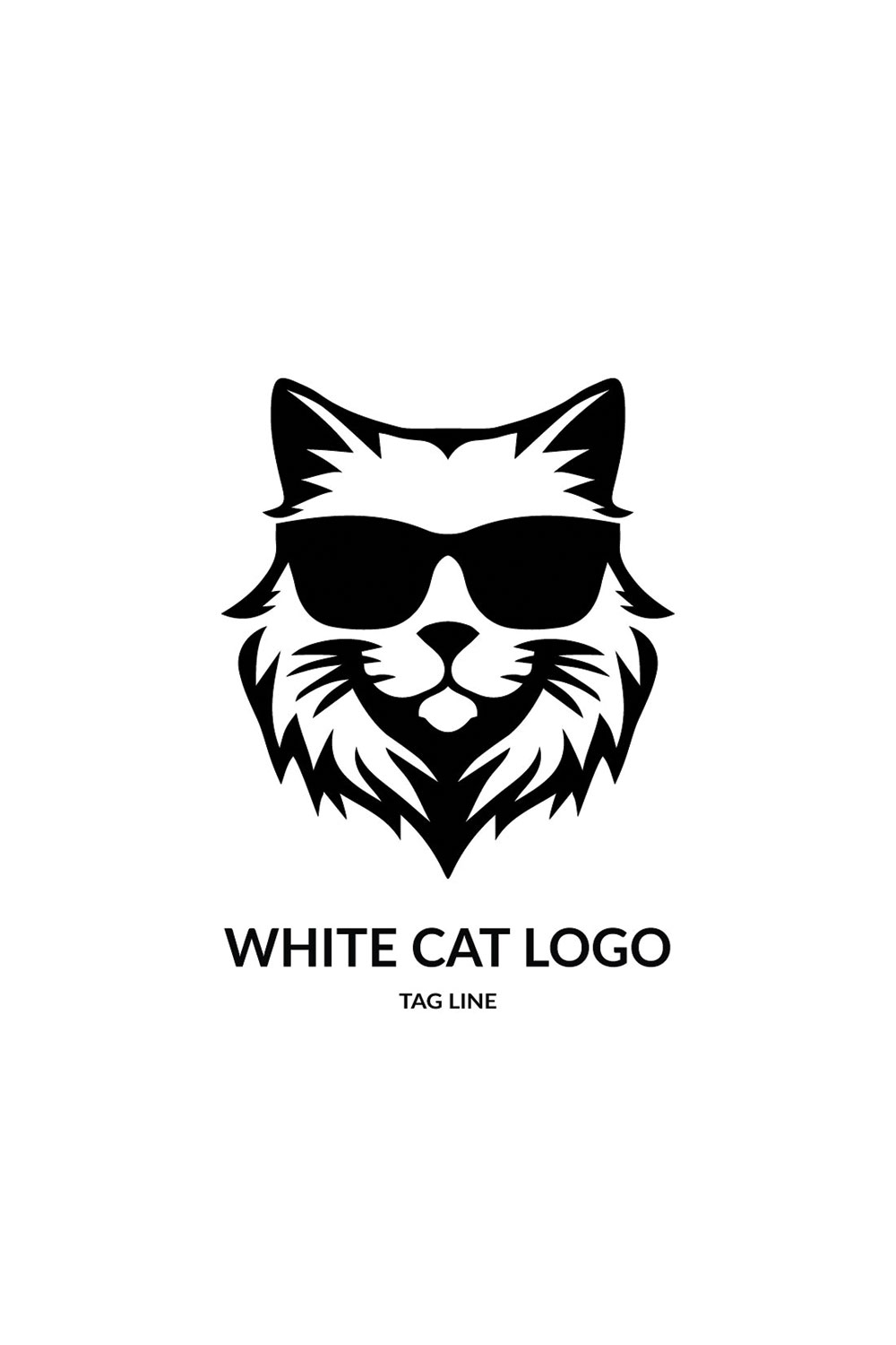 White Cat Logo Template pinterest preview image.
