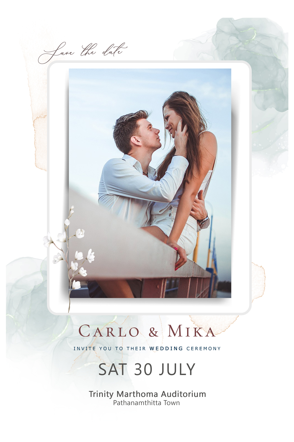 Wedding Save the date Social Media Template - Photoshop (Editable) pinterest preview image.