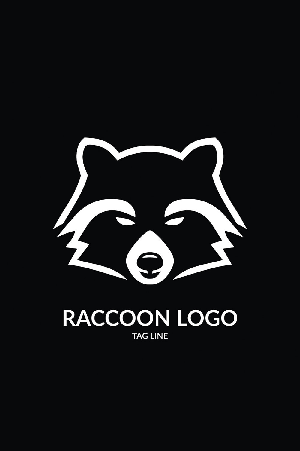 Raccoon Head Logo Template pinterest preview image.