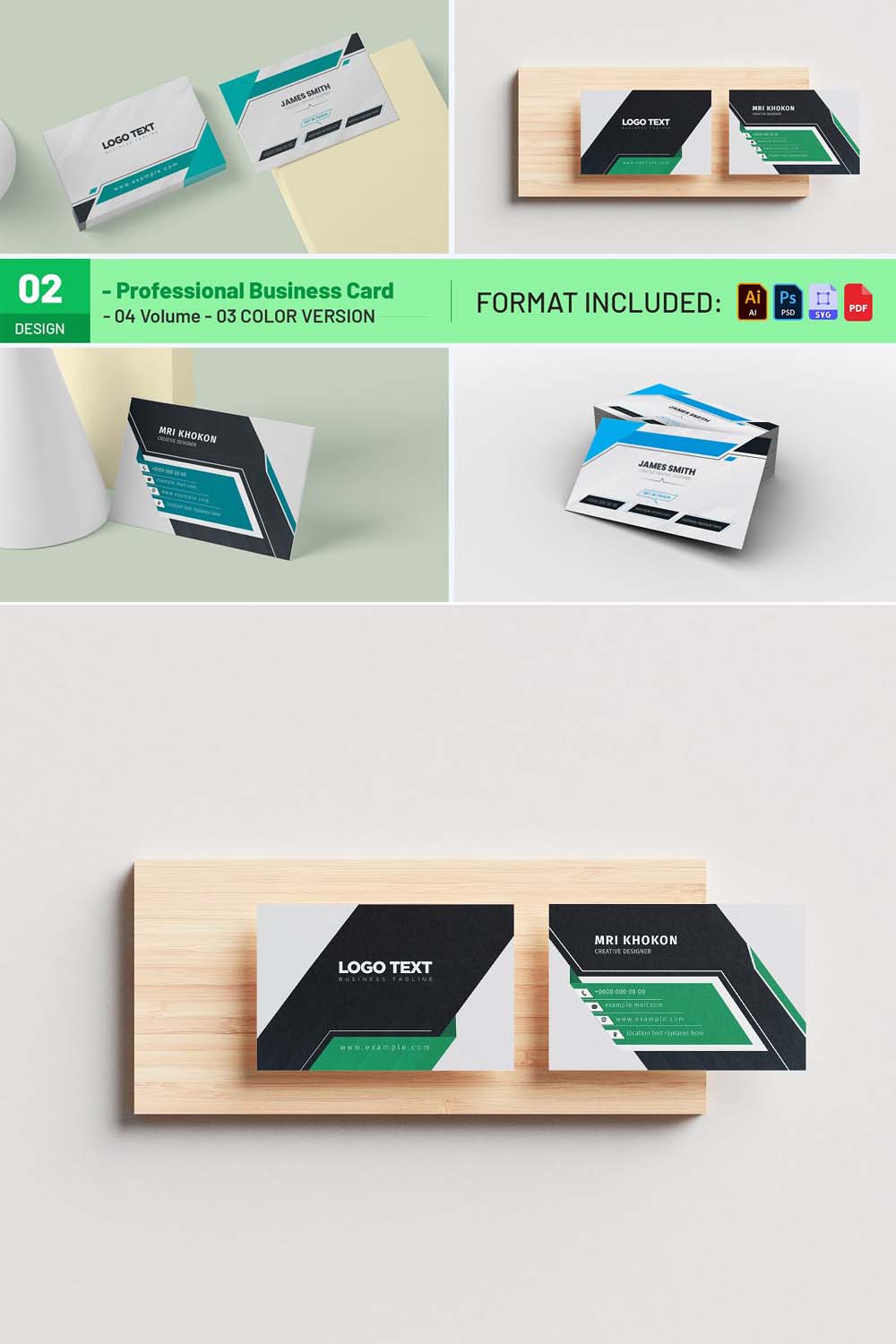 Professional Business Card Template pinterest preview image.