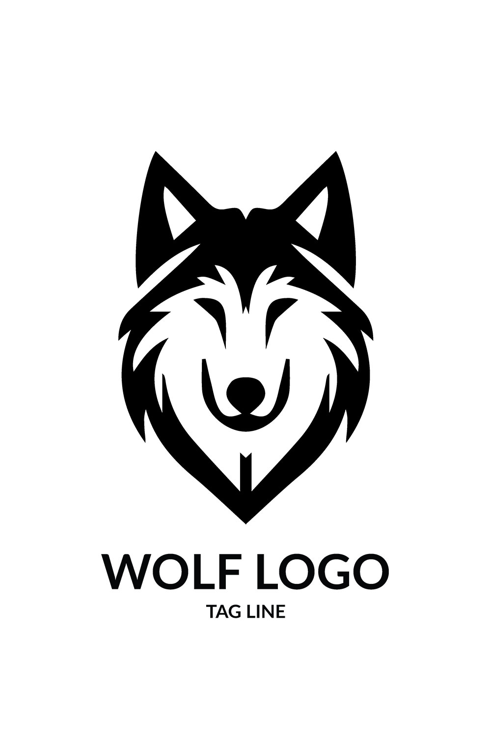 Wolf Head Logo Template pinterest preview image.