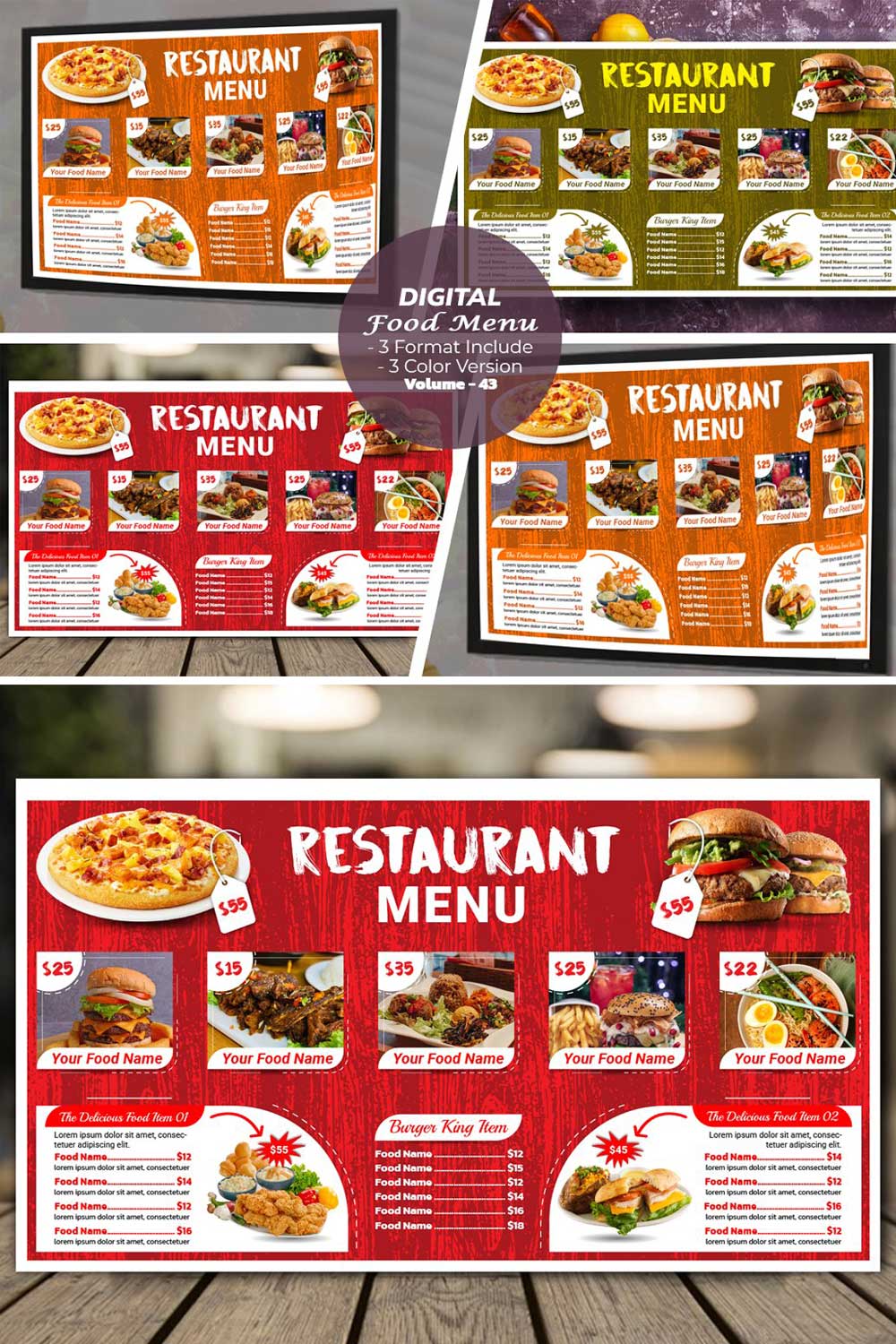 Digital Menu Boards for Restaurant pinterest preview image.