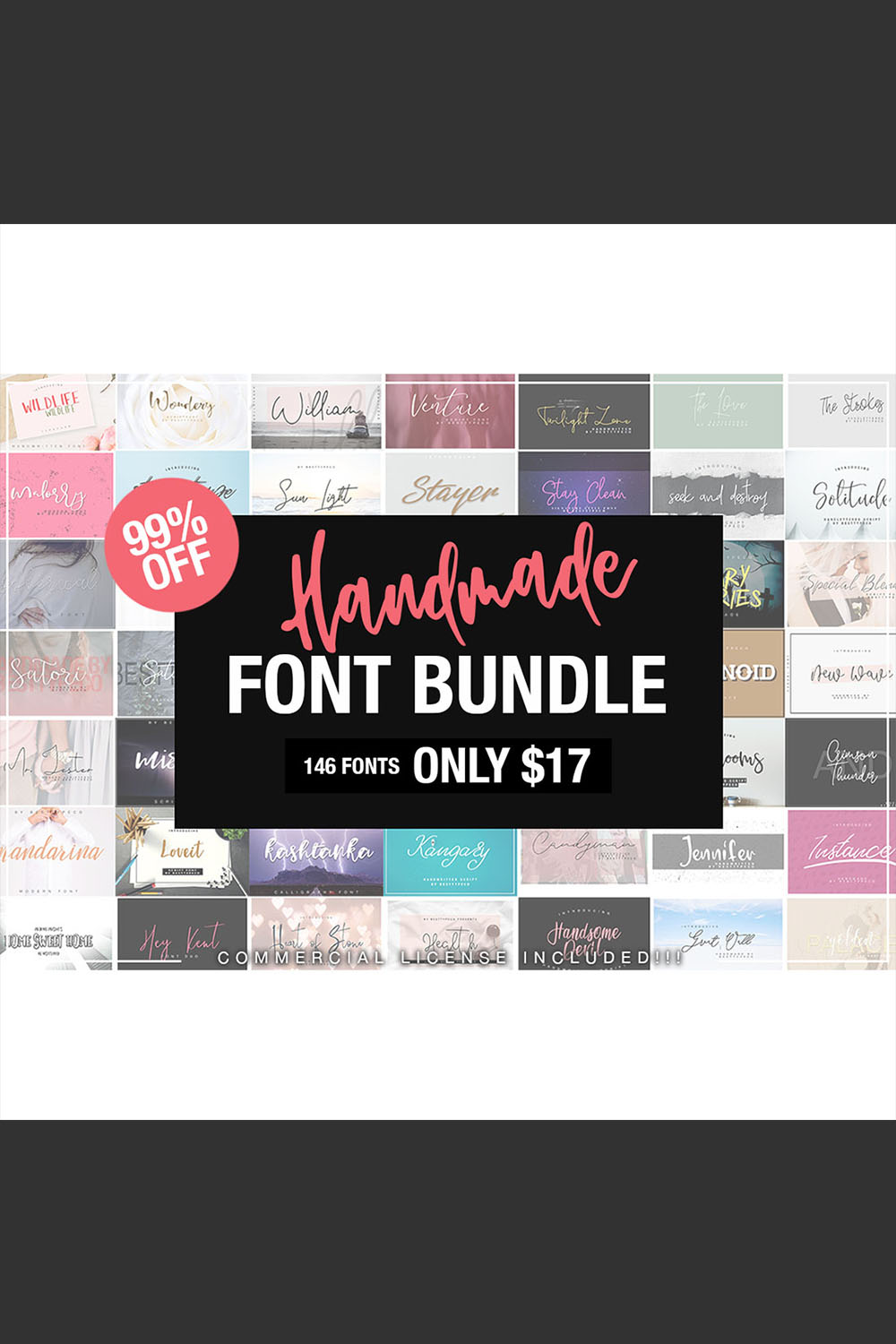 Font Bundles 146in1 SuperSALE pinterest preview image.