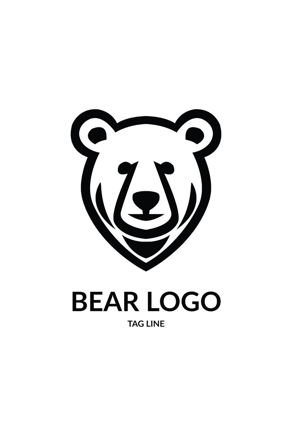 Bear Head Logo Template pinterest preview image.