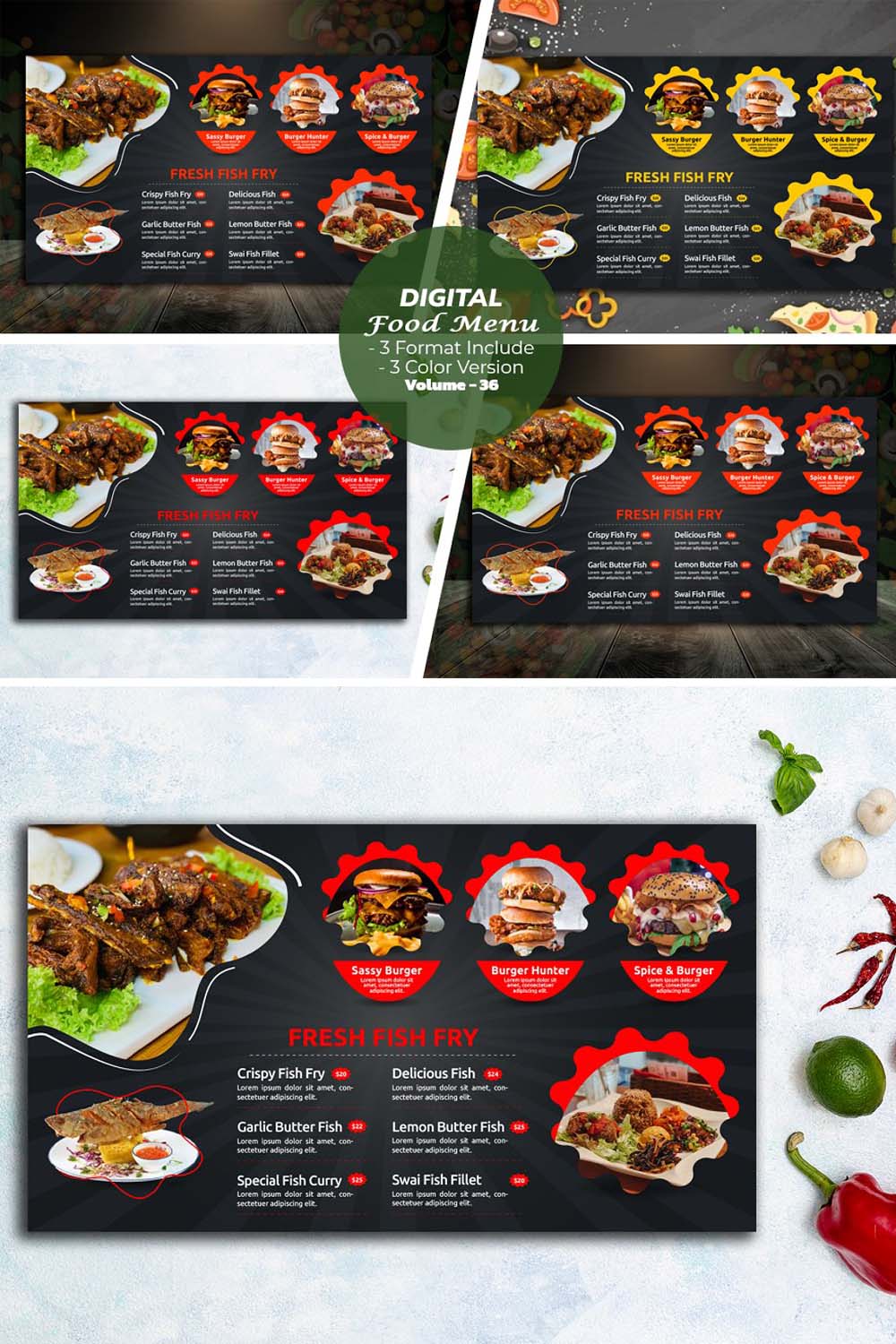 Digital Food Menu Design V-36 pinterest preview image.