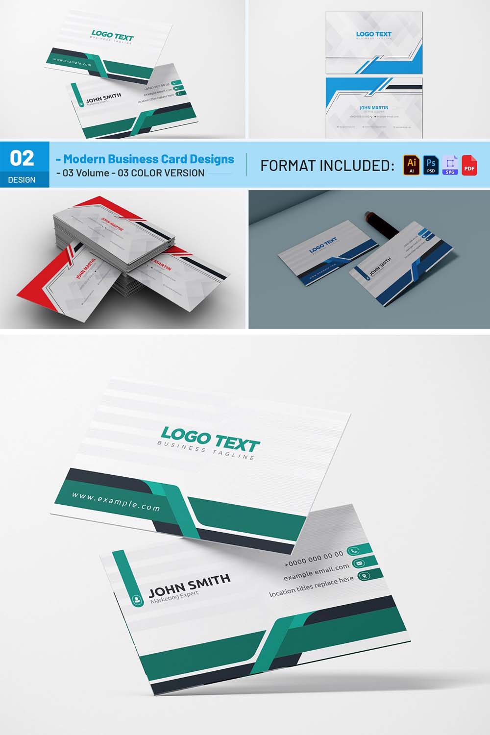 Modern Business Card Designs pinterest preview image.