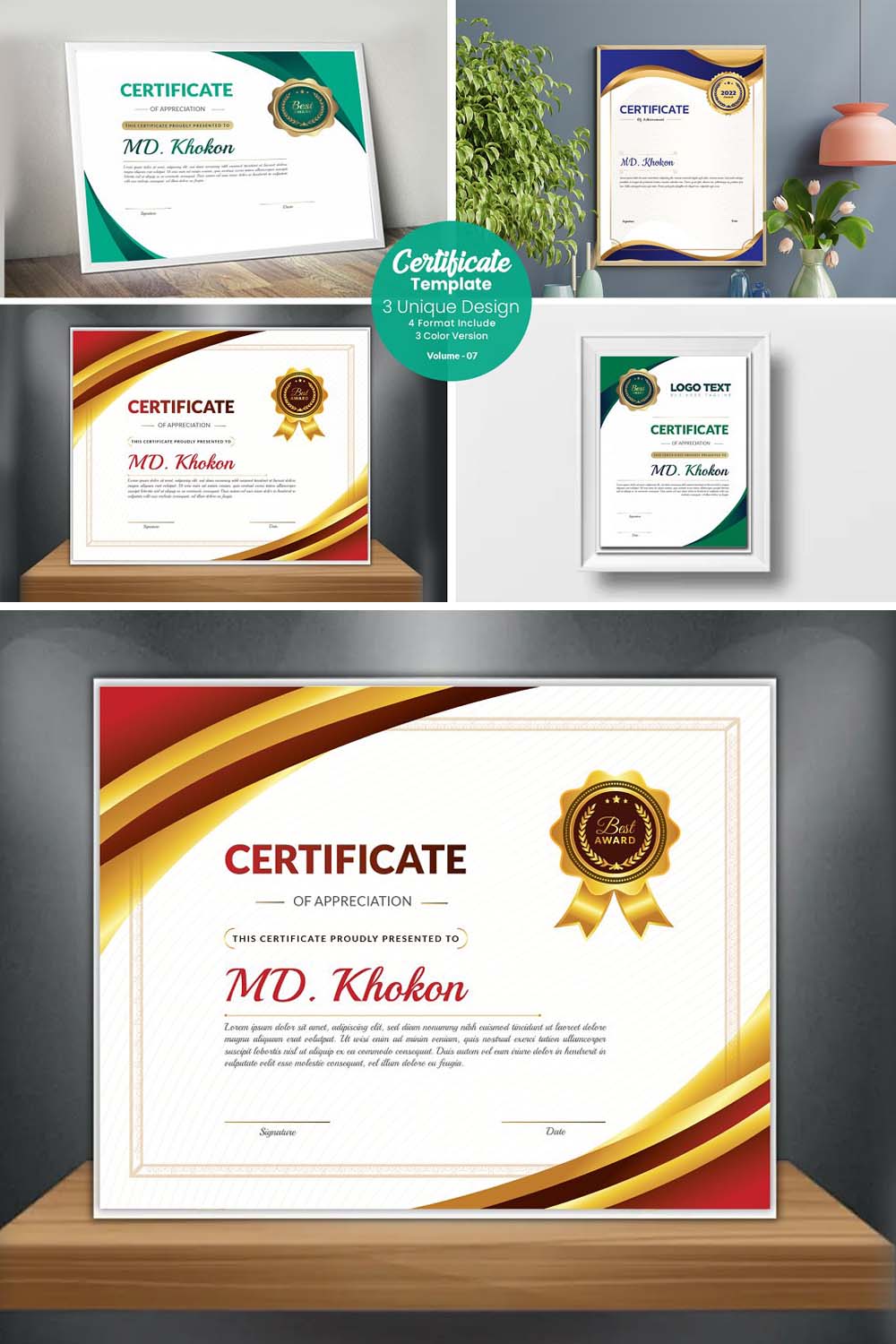 Multipurpose Certificate Template pinterest preview image.