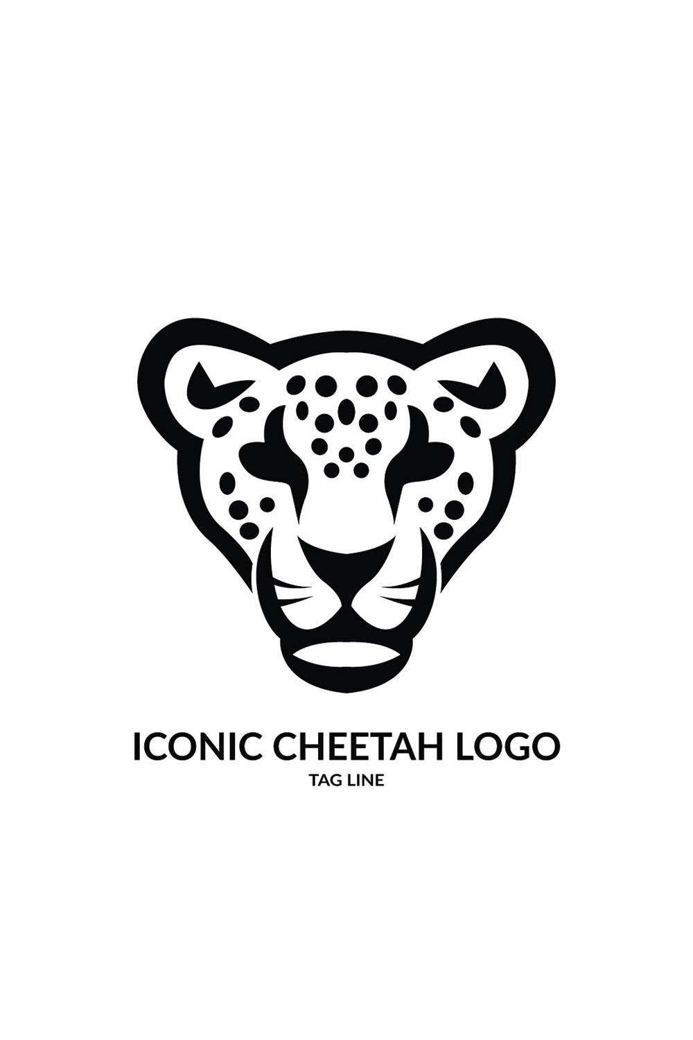 Iconic Cheetah Head Logo Template pinterest preview image.