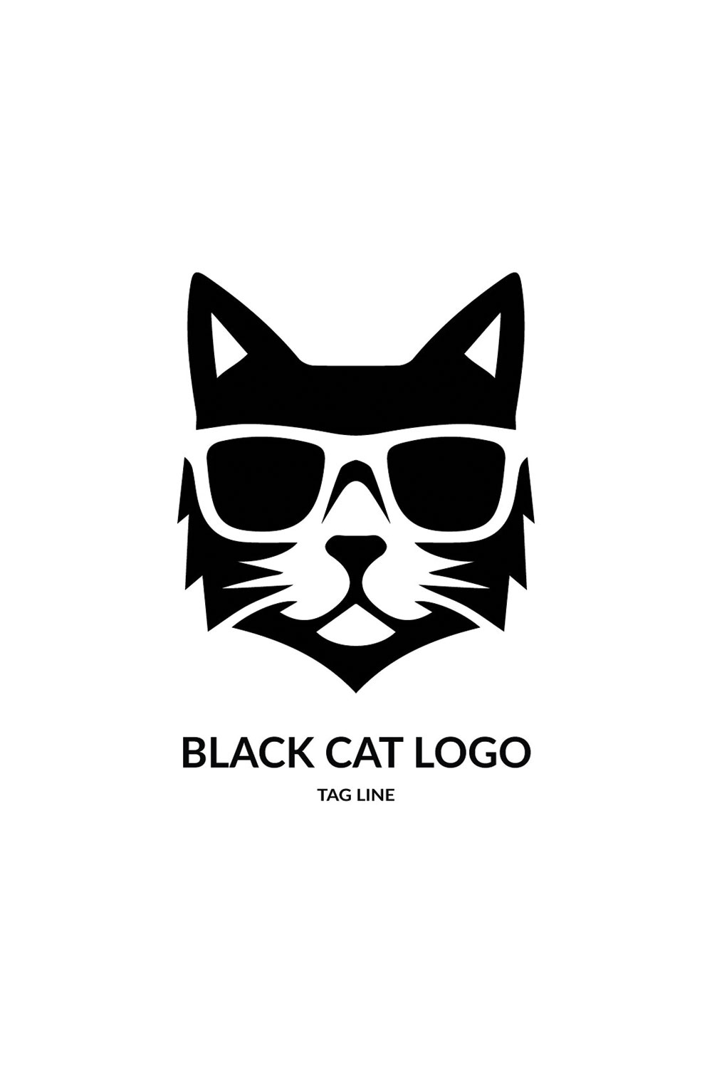 Black Cat Logo Template pinterest preview image.