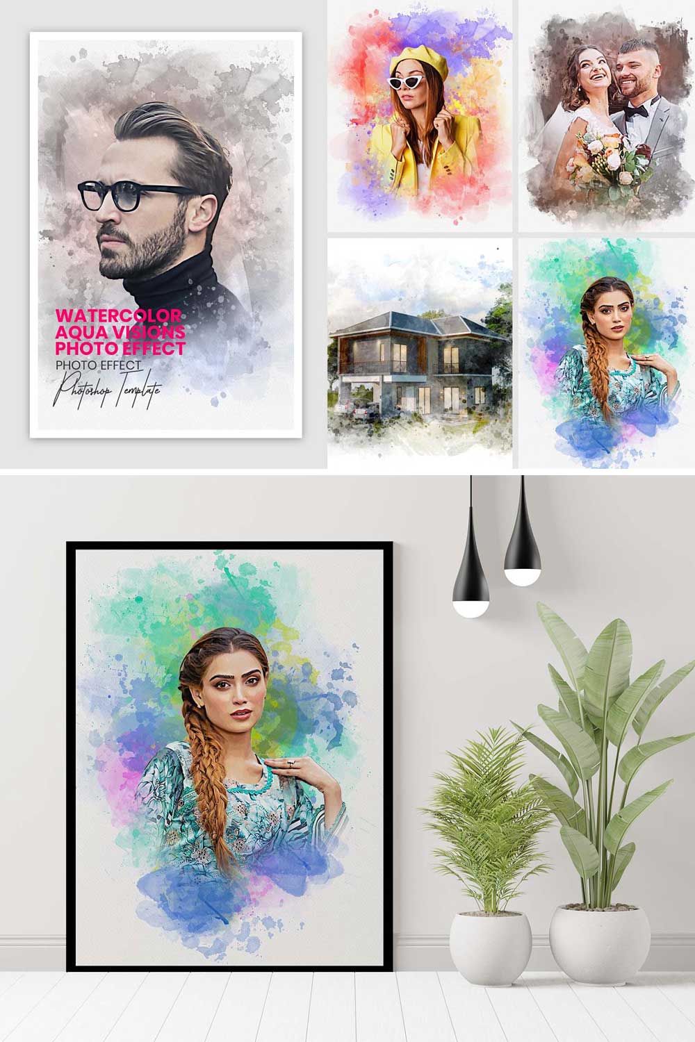 Watercolor Aqua Visions Photo Effect pinterest preview image.