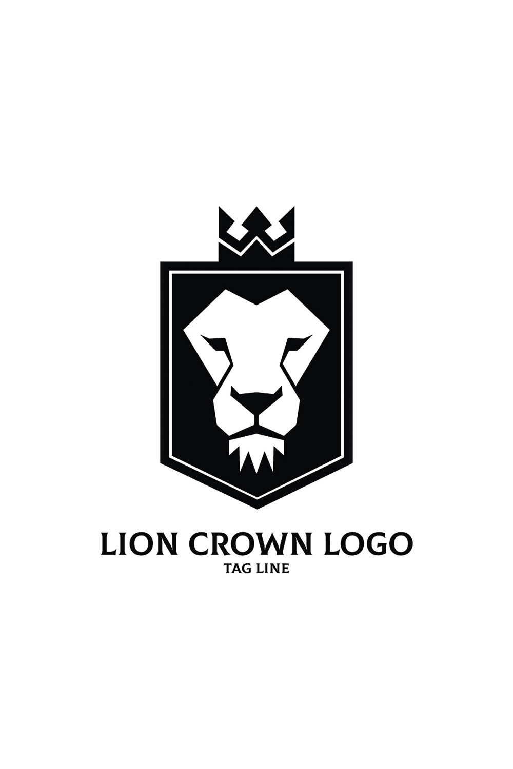 Lion crown logo Template pinterest preview image.