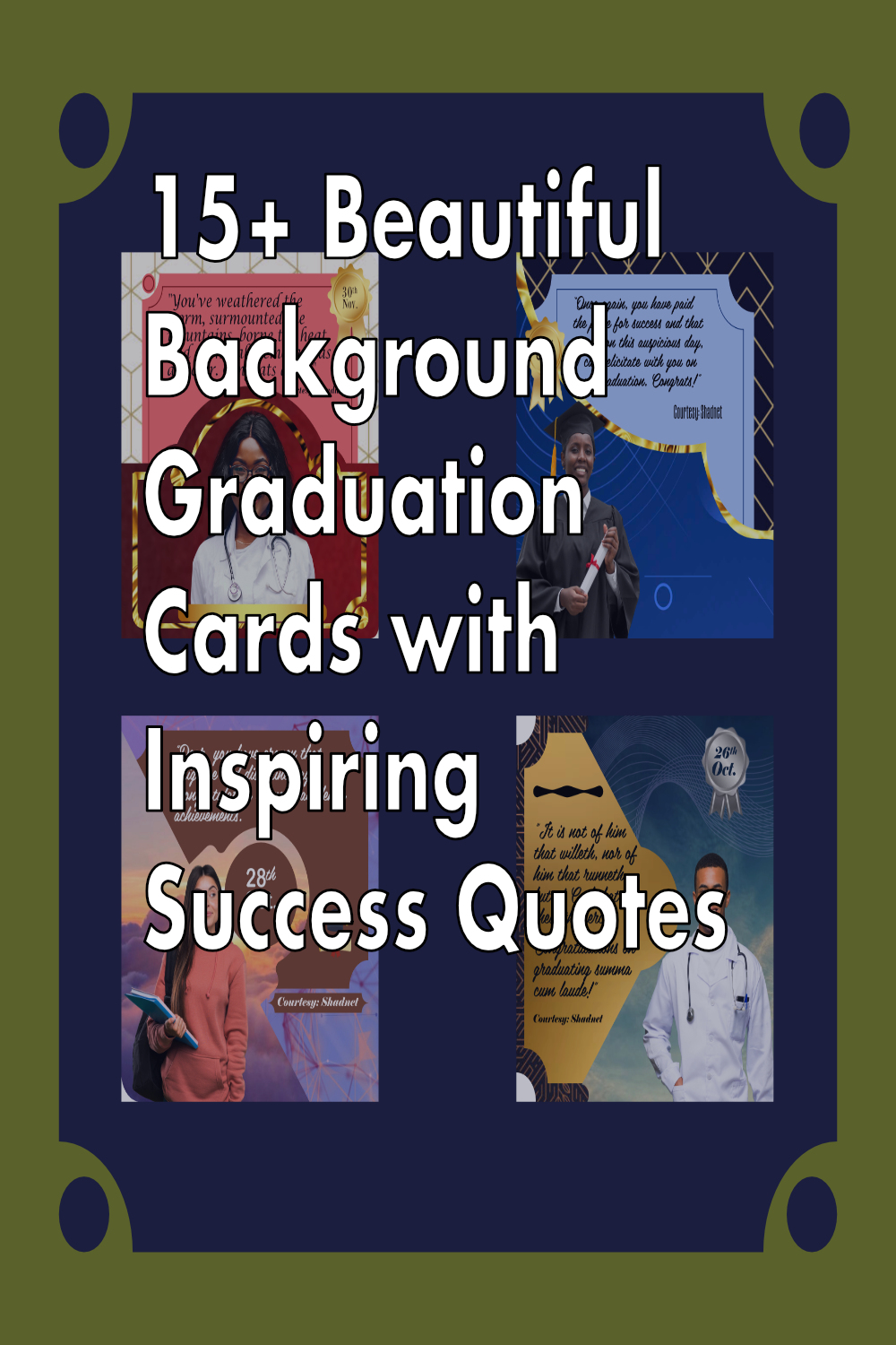 15+ Beautiful Background Graduation Cards with Inspiring Success Quotes pinterest preview image.