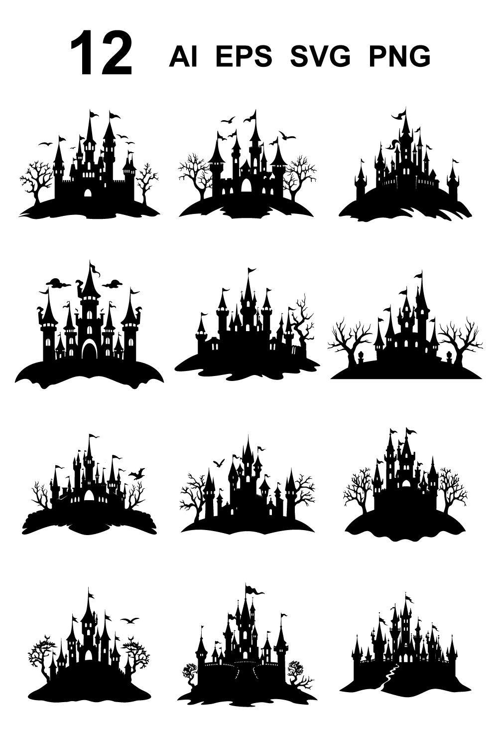 Halloween house silhouette vector illustration pinterest preview image.