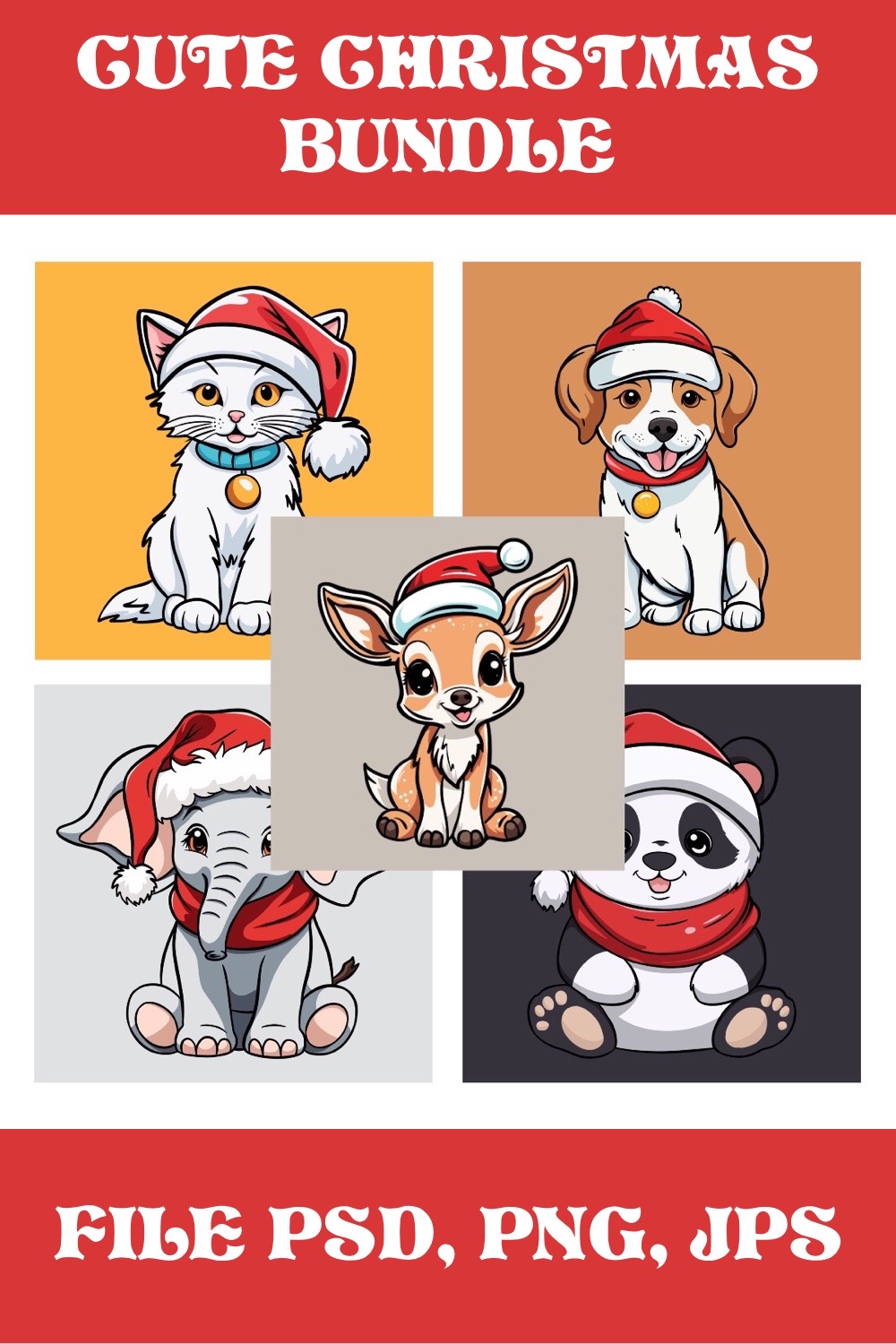 Cute Animals Christmas - Only 5 pinterest preview image.