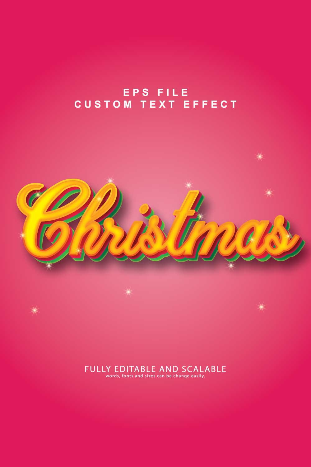 Christmas day 3d editable text effect pinterest preview image.