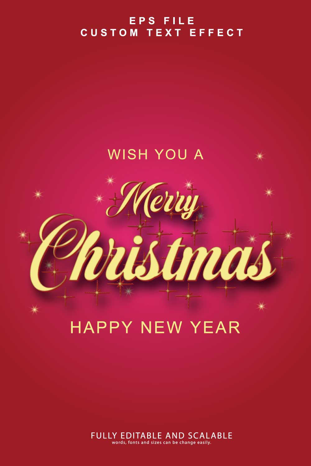 Christmas fully 3d editable text effect pinterest preview image.