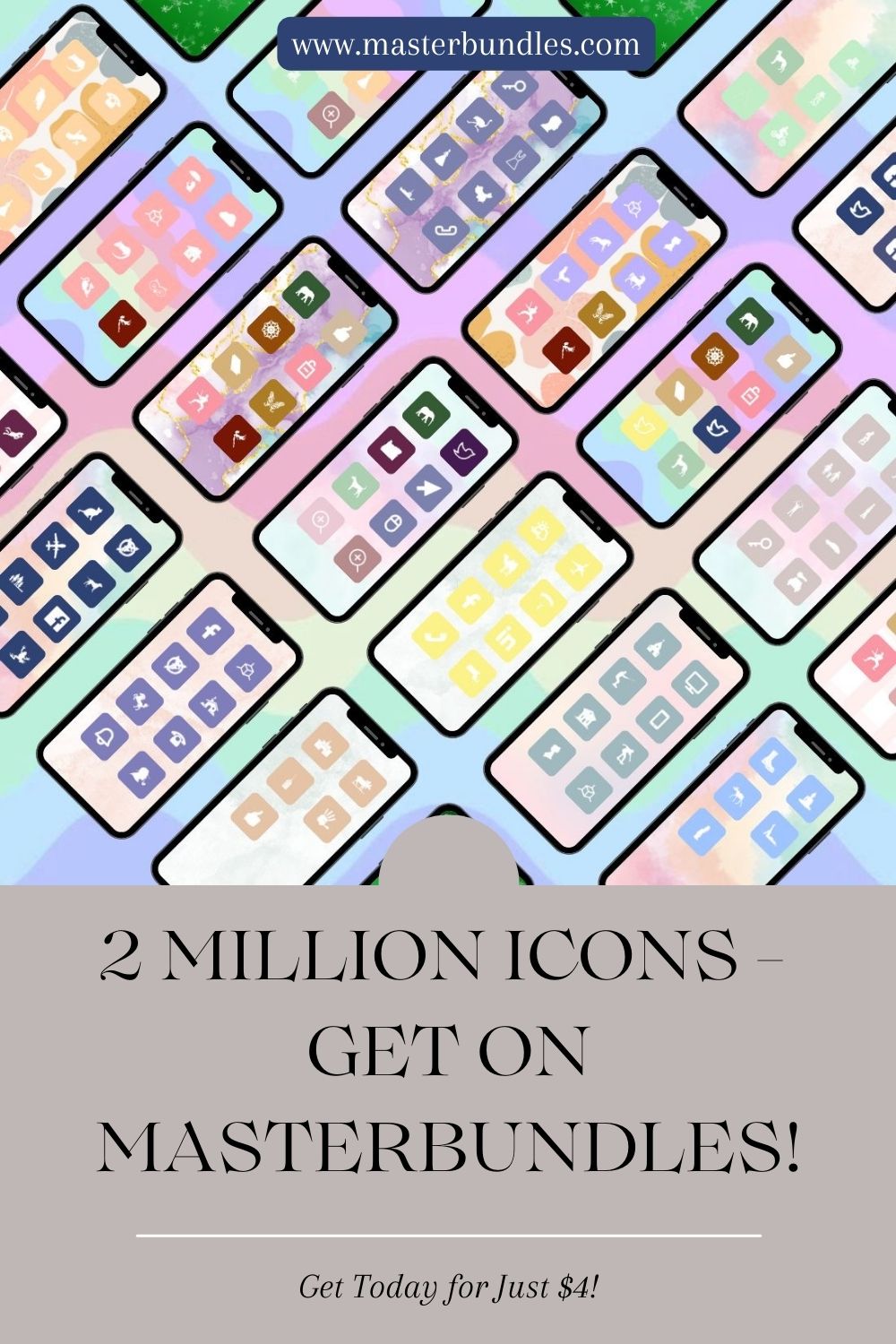 2 Million Icon Bundle - Largest Icon Bundle on Masterbundles! pinterest preview image.