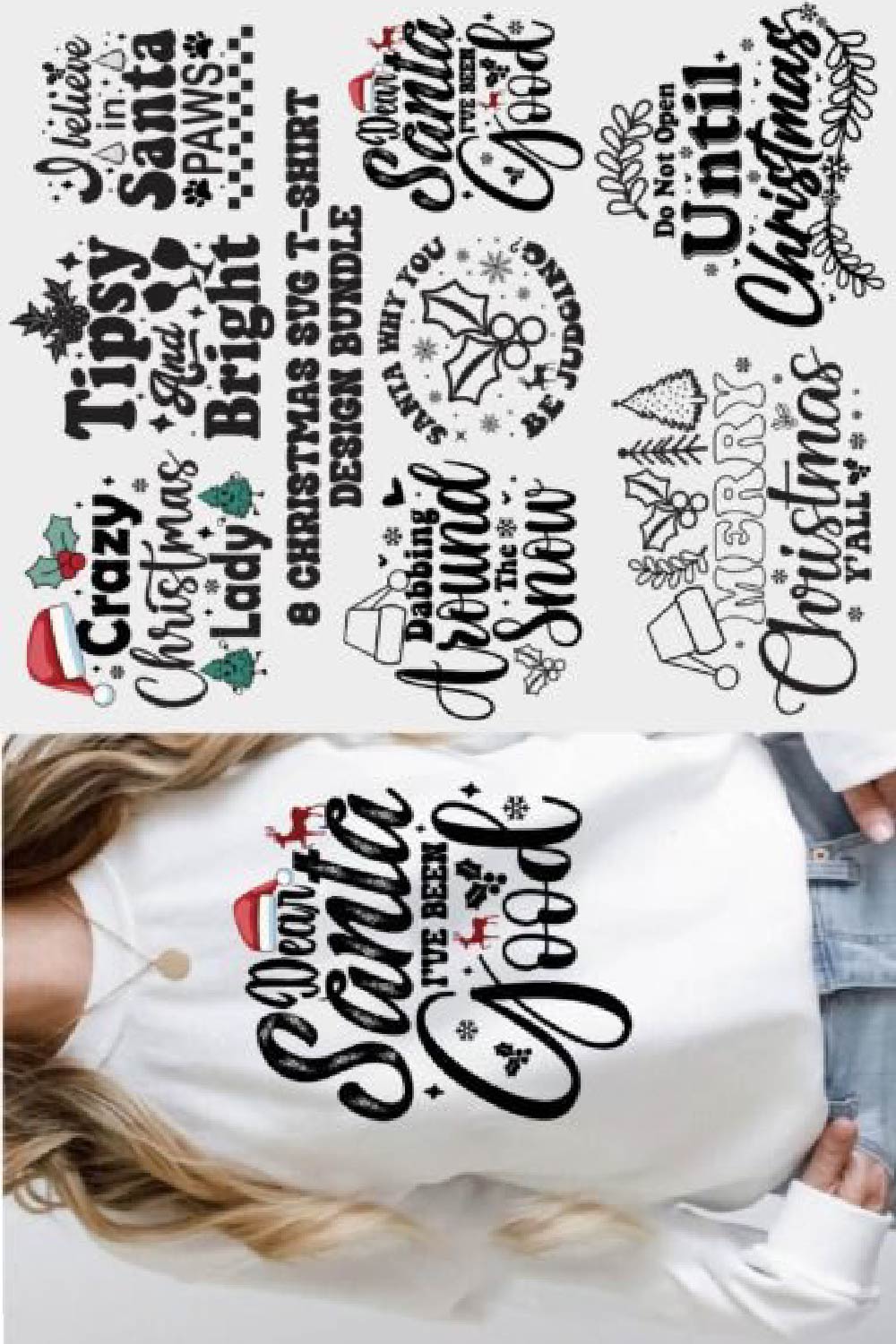 Christmas Svg T-shirt Design Bundle pinterest preview image.