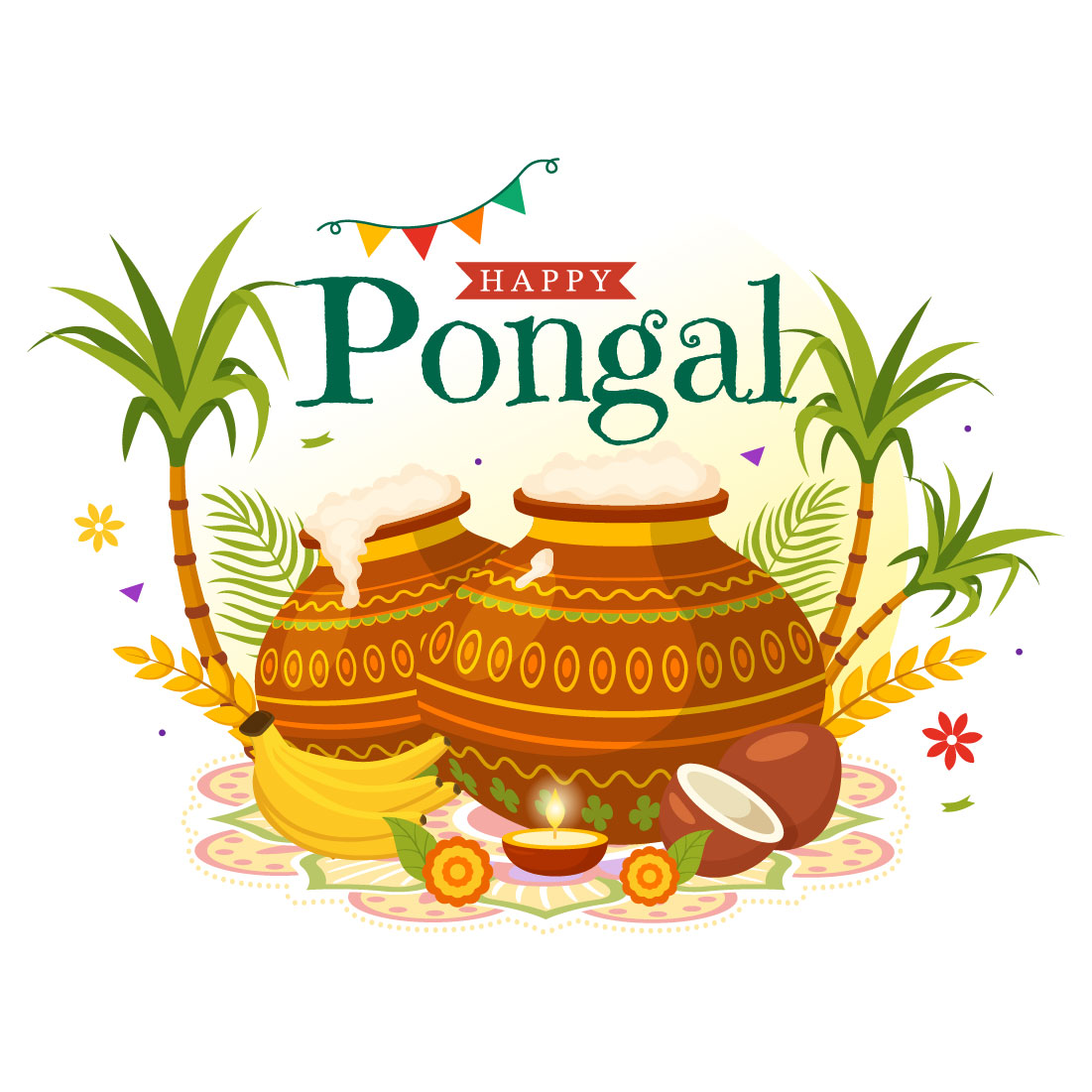 12 Happy Pongal Illustration preview image.