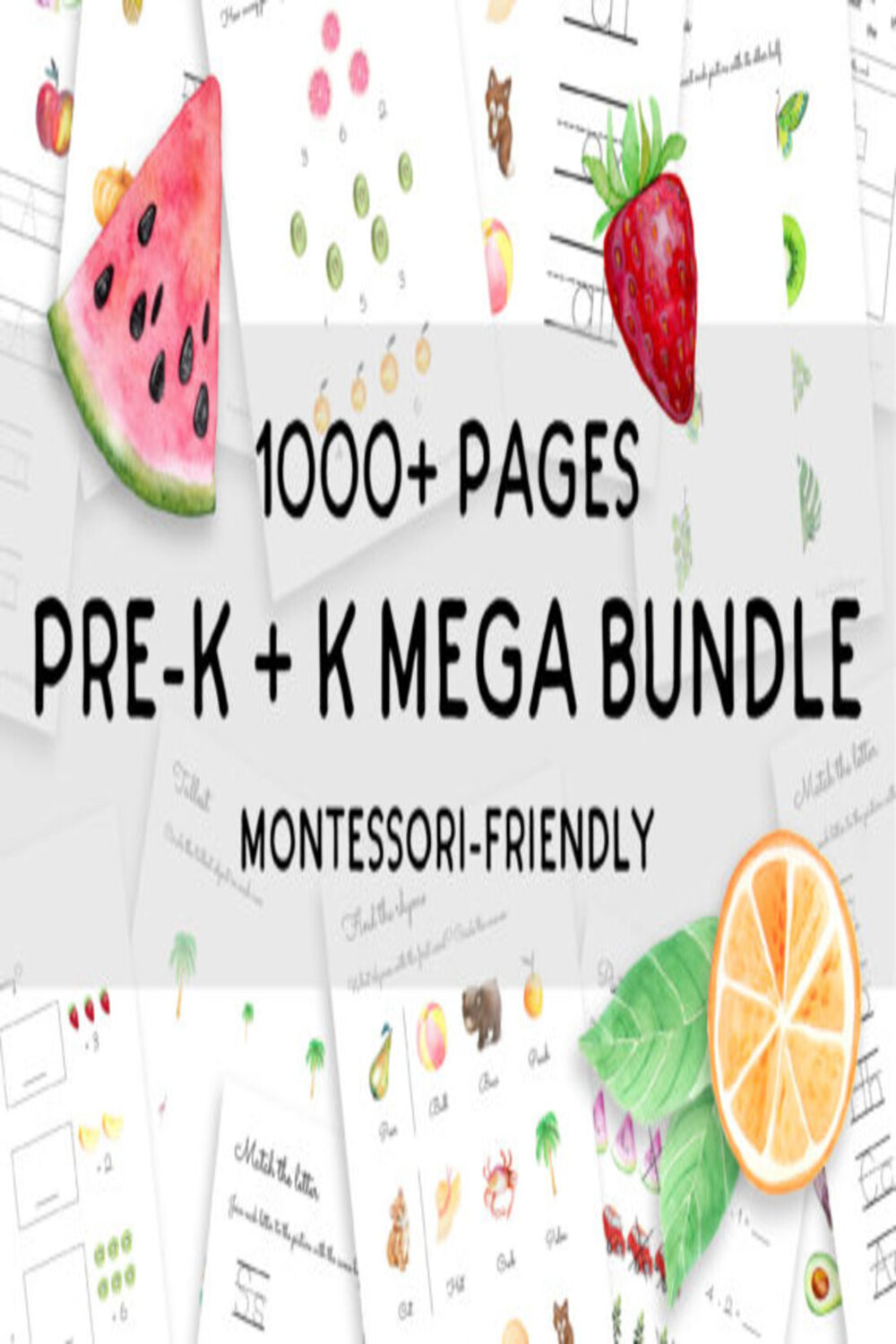 PreK K Learning MEGA BUNDLE 1000+ Pages pinterest preview image.