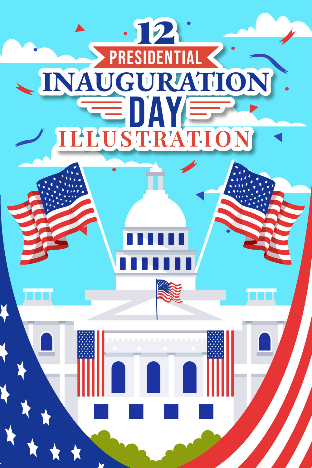 12 USA Presidential Inauguration Day Illustration pinterest preview image.