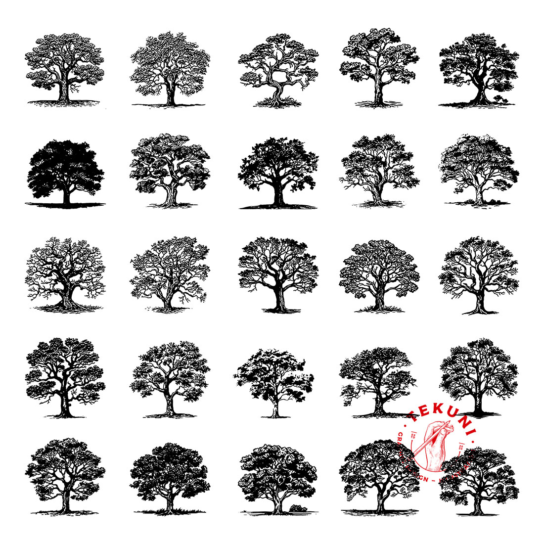 Tree SVG hand-drawn set, tree logo vintage preview image.
