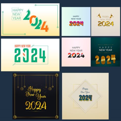 appy New Year banner 2024 vector pack cover image.