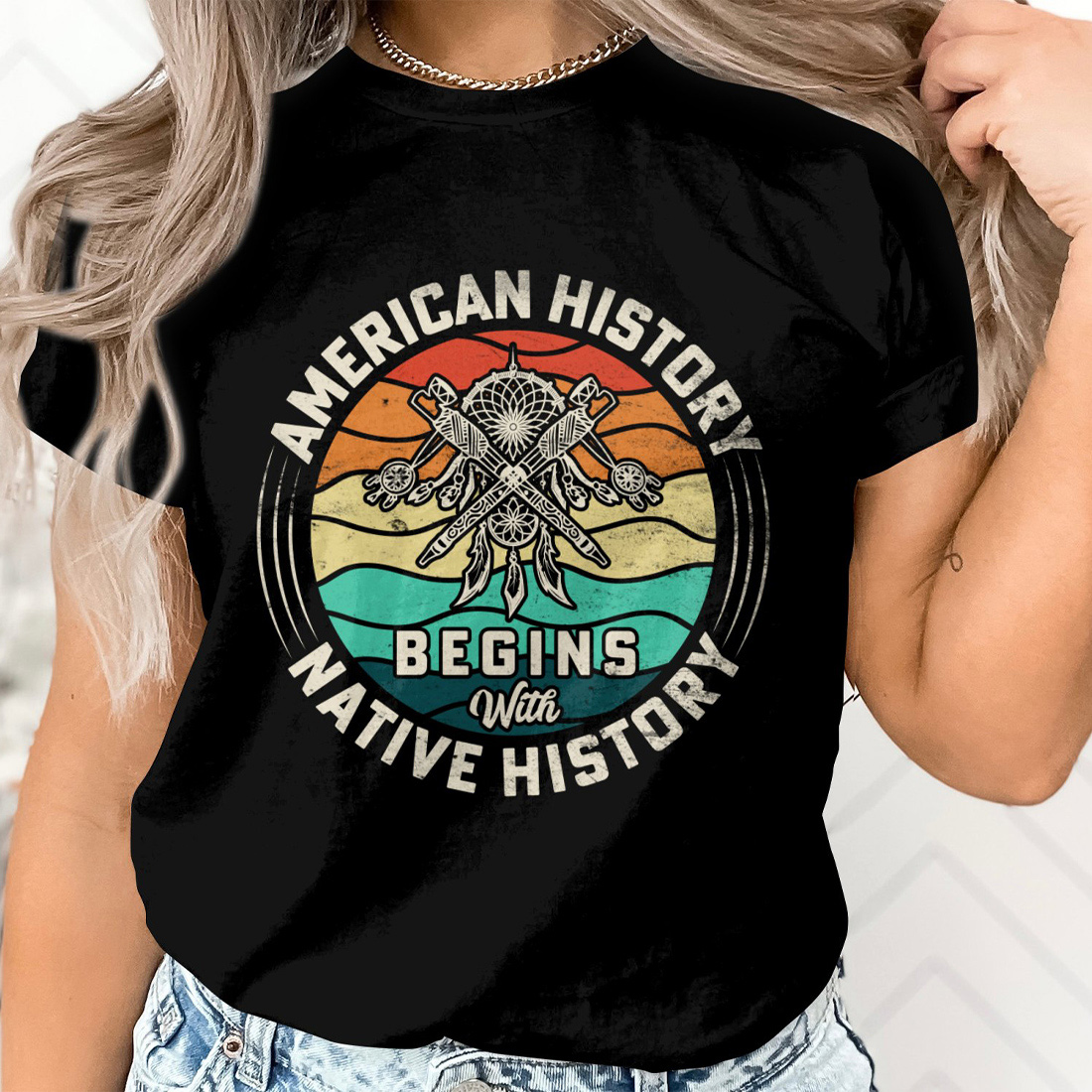 American History Begins with Native History, Native American T-Shirts, Native American Pride Shirts preview image.