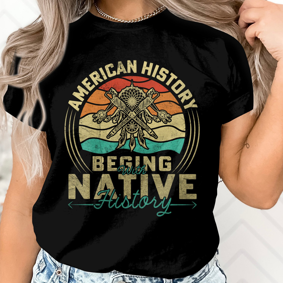 American History Begins with Native History, Native American T-Shirts, Native American Pride Shirts preview image.