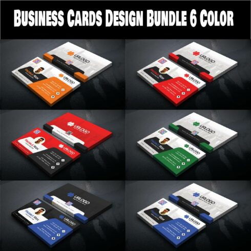 6 Colors Professional Business Card Design Bundle cover image.