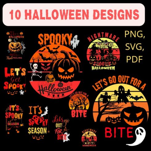 Spooky, Halloween 10 Designs Bundle cover image.