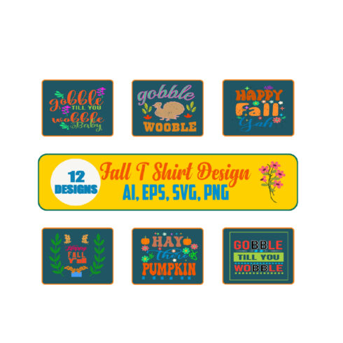 Retro Fall T Shirt Design Bundle -- 12 DESIGN cover image.
