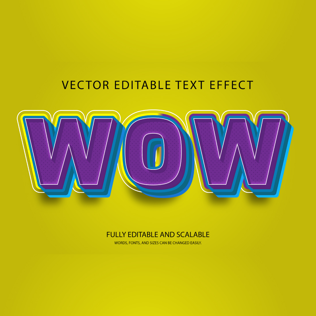 Purple color 3d Vector Text Effect Design Template cover image.