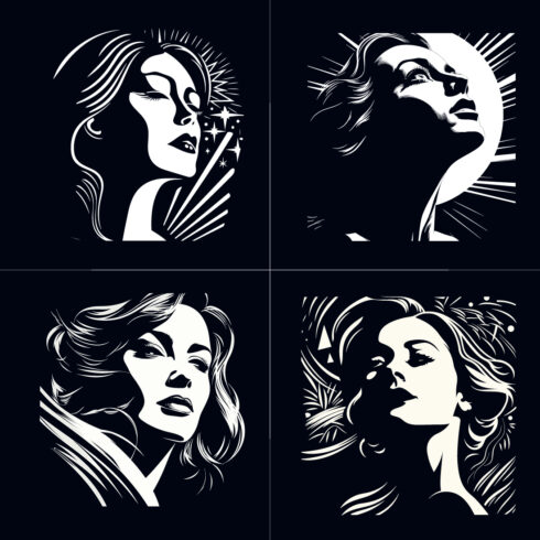 Woman face vector art illustration cover image.