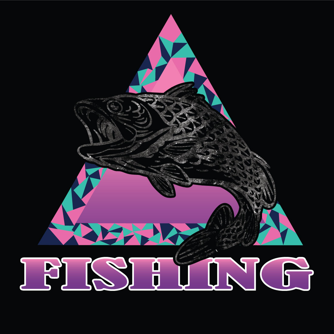 FISHING gradient color T-shirt design cover image.