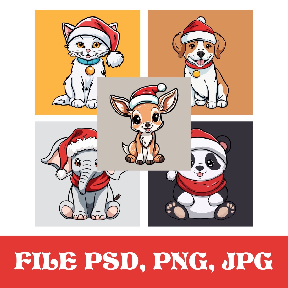 Cute Animals Christmas - Only 5 preview image.