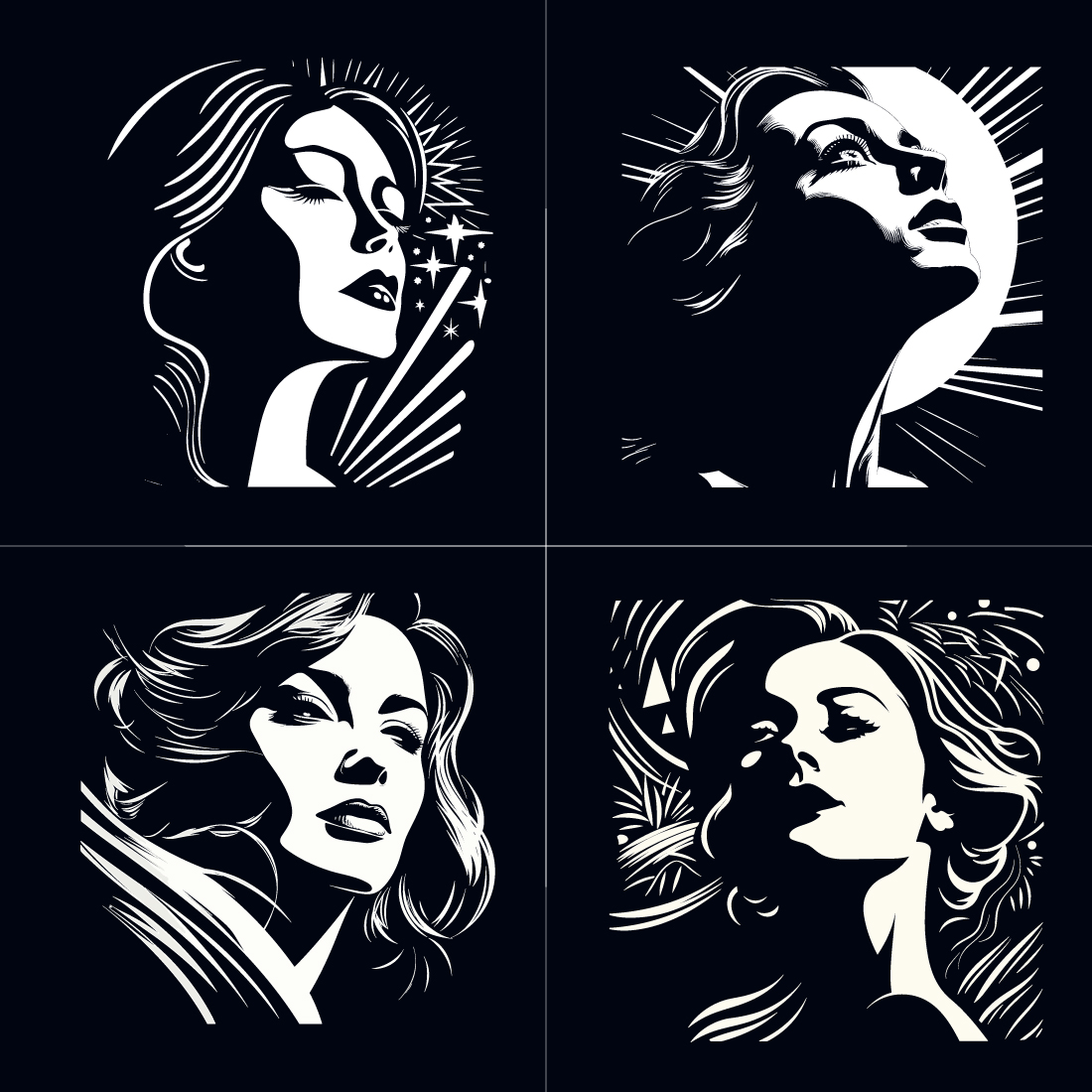 Woman face vector art illustration preview image.