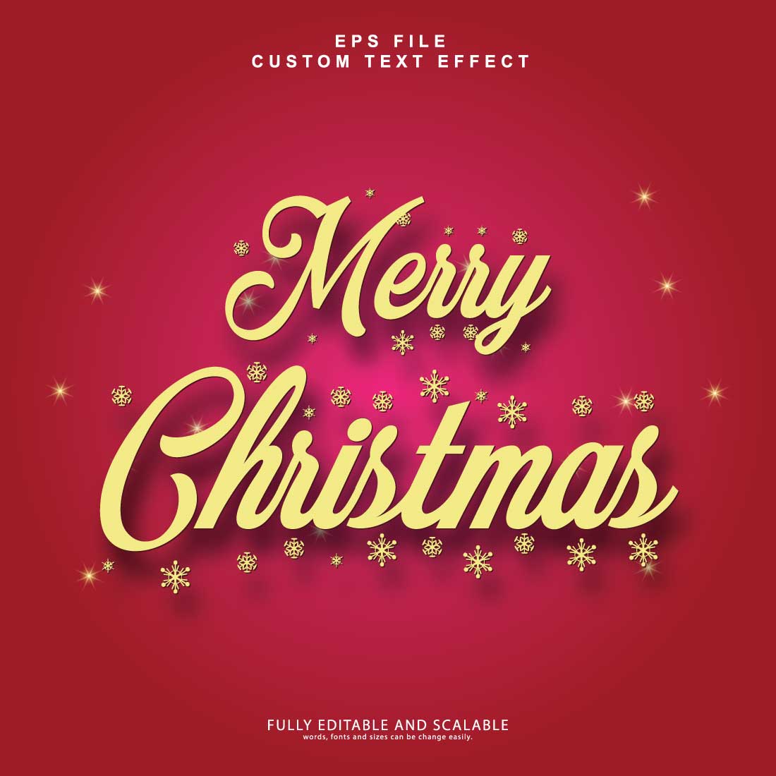 Christmas 3d editable premium eps text effect preview image.