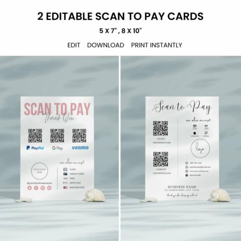 2 x Editable Scan to Pay Cards cover image.