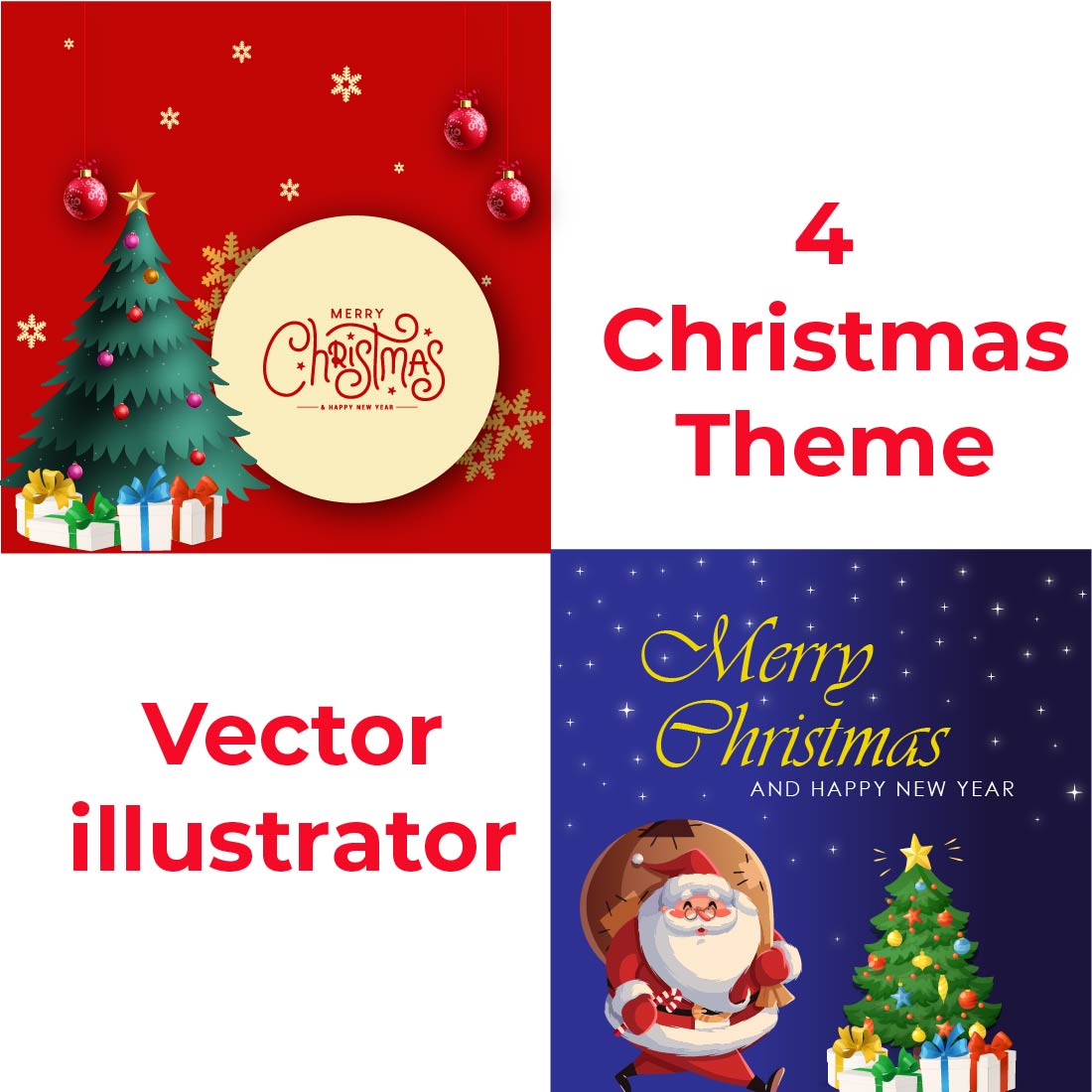 Christmas Theme Vector illustraror preview image.