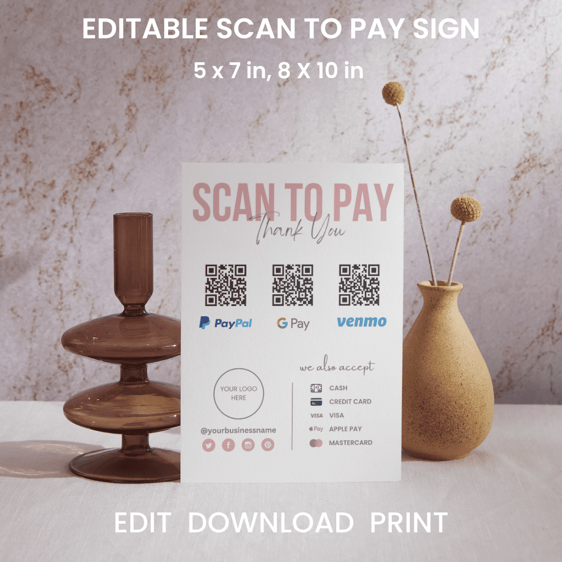 2 x Editable Scan to Pay Cards preview image.