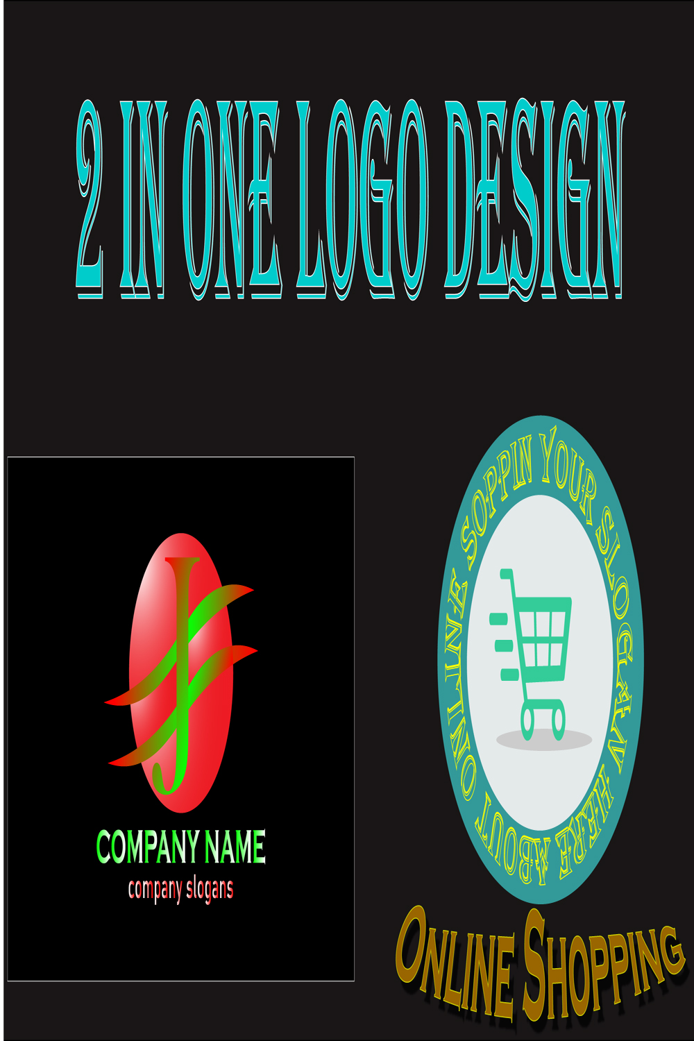 2 in 1 marketing logo design, J word logo design pinterest preview image.