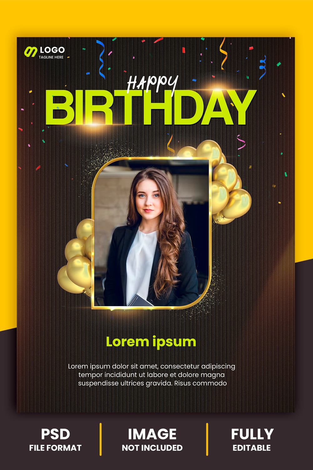 PSD Happy birthday celebration corporate social media instagram poster high quality IN PHOTOSHOP pinterest preview image.