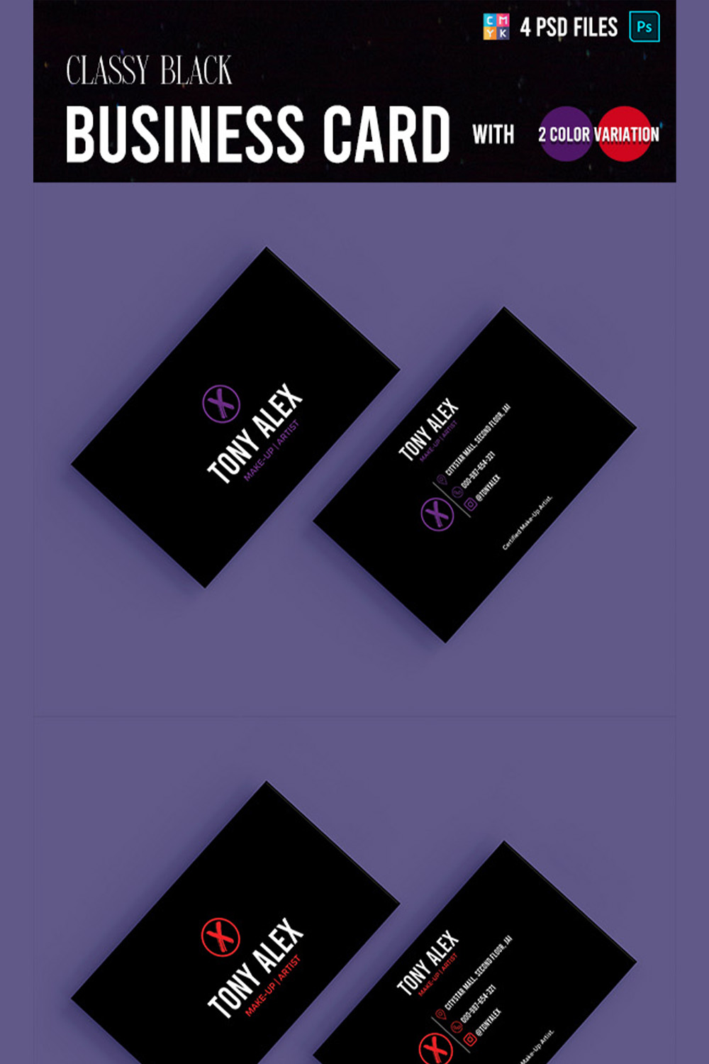 Black Business Card For Artist pinterest preview image.