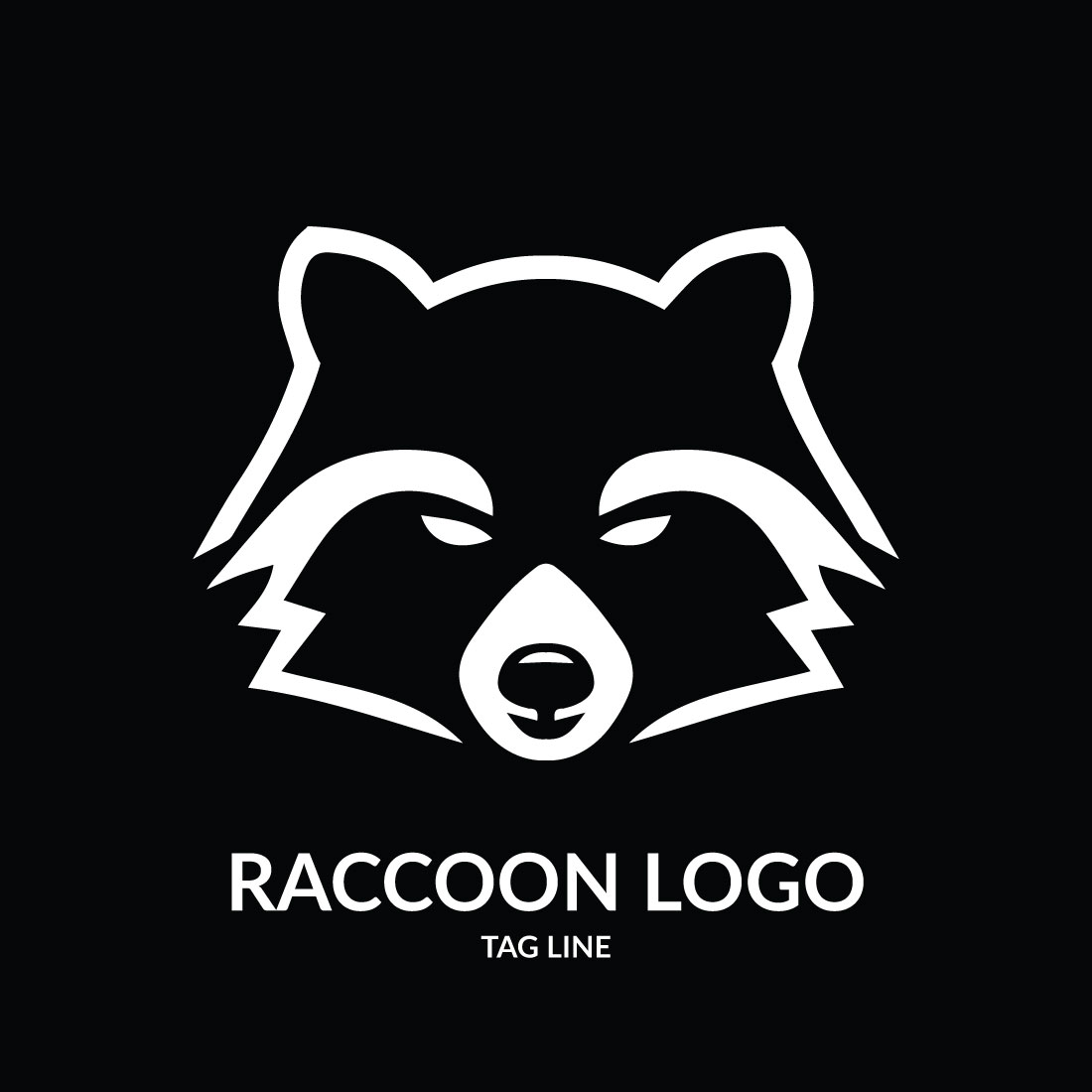 Raccoon Head Logo Template preview image.